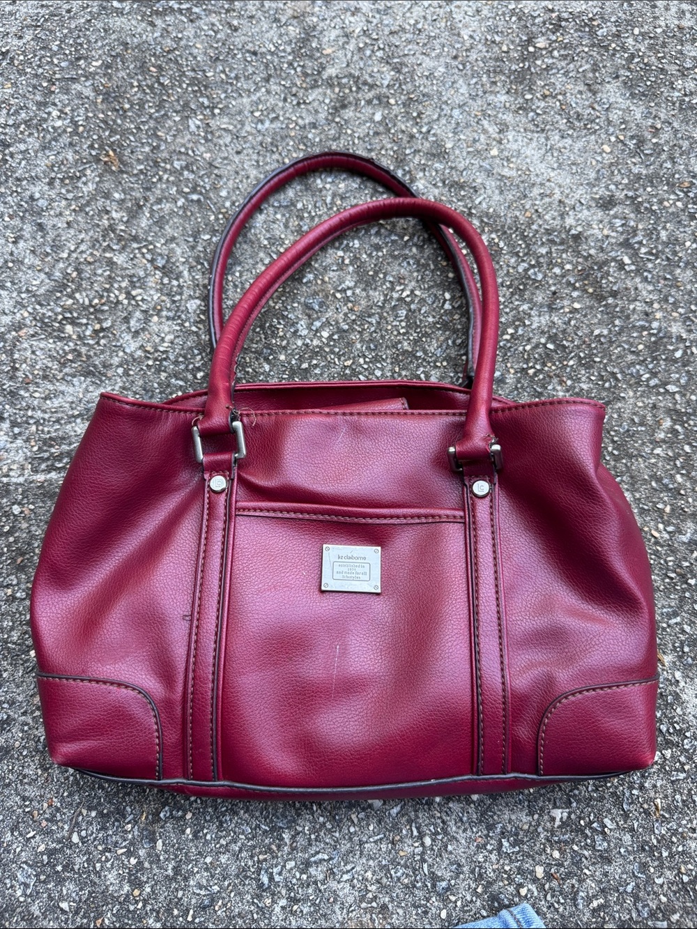 Vintage Liz Claiborne Burgundy Pebbled Tote